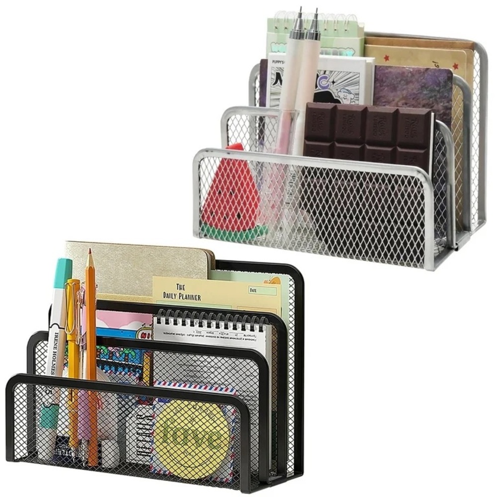 X Board Desk Mail Organizer 2 Pack (Black & Silver)